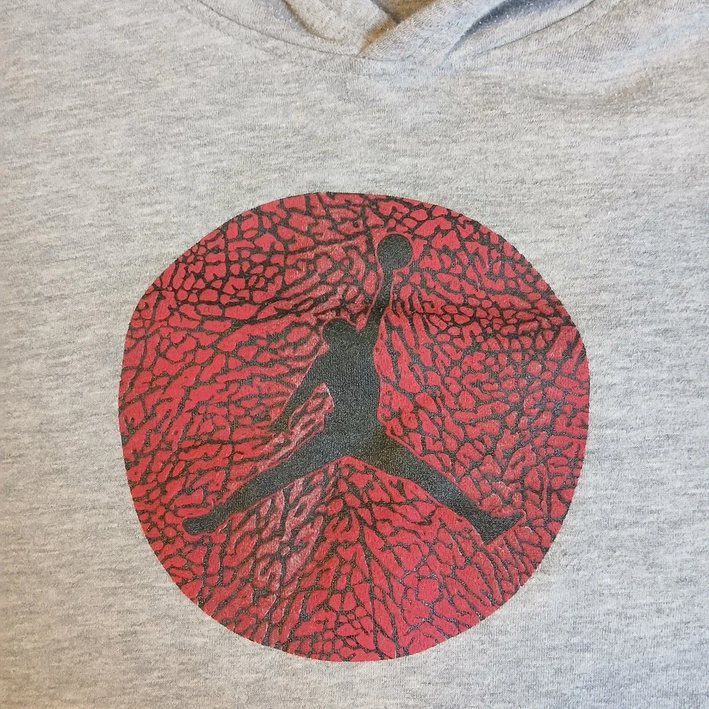 Jordan Boys XL Gray Elephant Print Jumpman Logo Pullover Hoodie 0223-042